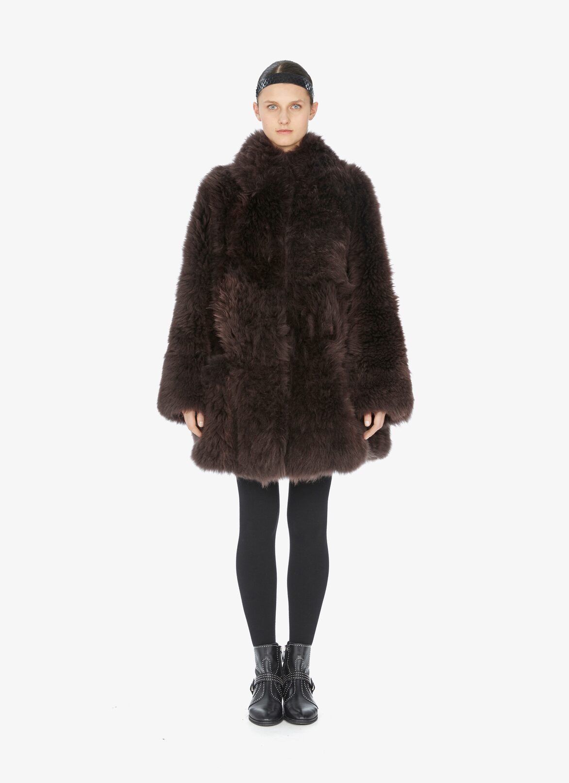 COAT MERINOS PLUME CHOCOLATE ALAÏA CHOCOLATE COAT MERINOS PLUME CHOCOLATE